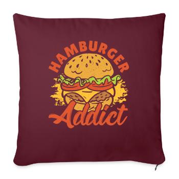 Hamburger Addict Hamburger Fast Food Lover - Housse de coussin décorative 45 x 45 cm - bordeaux - Devant