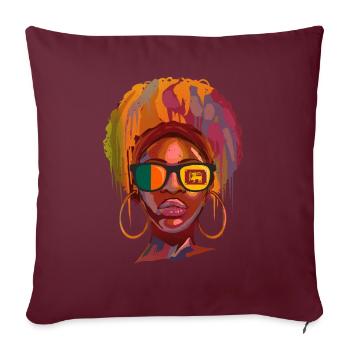 Sri Lanka - Housse de coussin décorative 45 x 45 cm - bordeaux - Devant