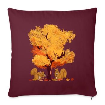 Arbre coloré feuillus feuilles feuillues feuillage cadeau automne - Housse de coussin décorative 45 x 45 cm - bordeaux - Devant