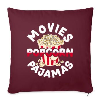 Cinéma Snack Films Pyjama Cadeau Popcorn drôle - Housse de coussin décorative 45 x 45 cm - bordeaux - Devant