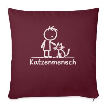Katzenmensch - Doodle Design für Katzenliebhaber - Sofakissenbezug 45 x 45 cm - Burgunderrot - Vorne