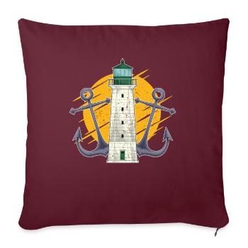 Pleine lune navire ancre cadeau phare - Housse de coussin décorative 45 x 45 cm - bordeaux - Devant