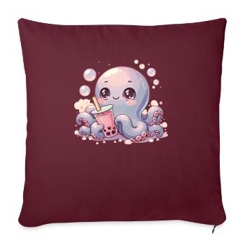 Octopus Drinking Bubble Tea kawaii Boba Octopus - Sofa pillowcase 17,3'' x 17,3'' (45 x 45 cm) - burgundy - Front
