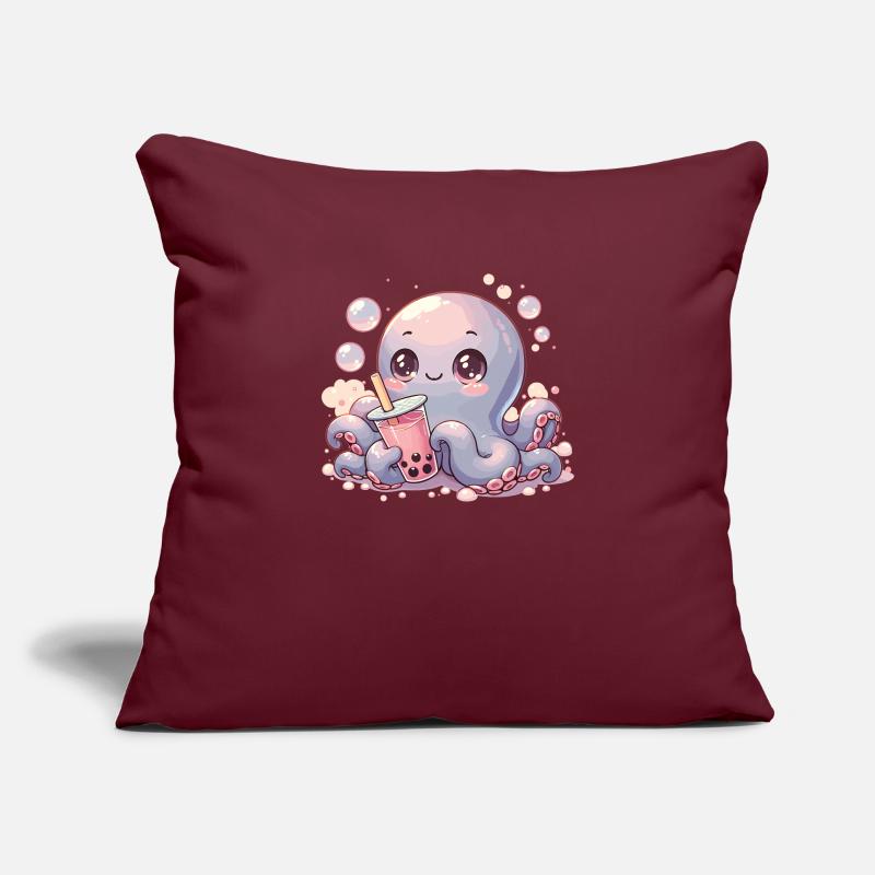Octopus Drinking Bubble Tea kawaii Boba Octopus Sofa pillowcase 17,3'' x 17,3'' (45 x 45 cm)