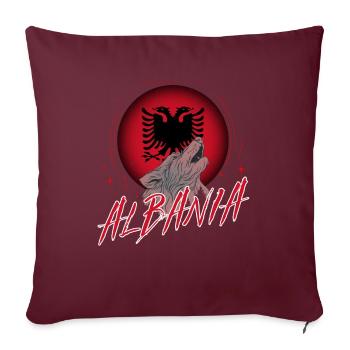 Albanie - Housse de coussin décorative 45 x 45 cm - bordeaux - Devant