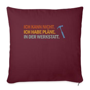 Werkstattpläne - Für Heimwerker und Bastler - Sofakissenbezug 45 x 45 cm - Burgunderrot - Vorne
