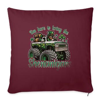 St. Patricks Day Monster Truck Bier Shenanigans - Sofakissenbezug 45 x 45 cm - Burgunderrot - Vorne