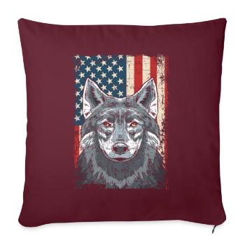 Wolf 4. Juli Amerikanische Flagge Heulende Wölfe - Sofakissenbezug 45 x 45 cm - Burgunderrot - Vorne