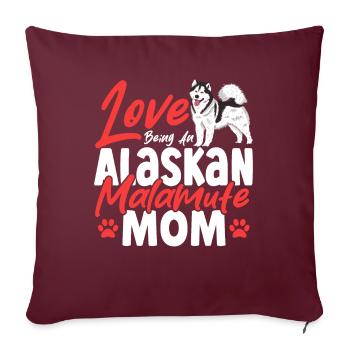 Propriétaire de chien Alaskan Malamute Race Alaskan - Housse de coussin décorative 45 x 45 cm - bordeaux - Devant