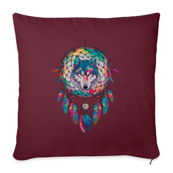 Loup Dream Catcher Animal Spirituel - Housse de coussin décorative 45 x 45 cm - bordeaux - Devant