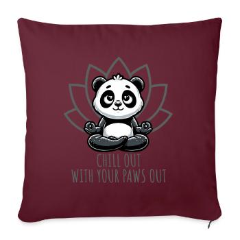 Détendez-vous avec vos pattes dehors Panda Yoga - Housse de coussin décorative 45 x 45 cm - bordeaux - Devant