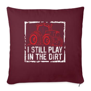 Jouer dans la terre tracteur fermier hommes et garçons - Housse de coussin décorative 45 x 45 cm - bordeaux - Devant