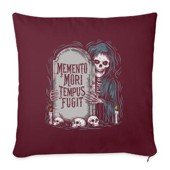 Memento Mori Tempus Fugit Skelett Stoiker - Sofakissenbezug 45 x 45 cm - Burgunderrot - Vorne