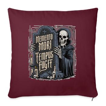 Memento Mori Tempus Fugit Skelett Stoiker - Sofakissenbezug 45 x 45 cm - Burgunderrot - Vorne