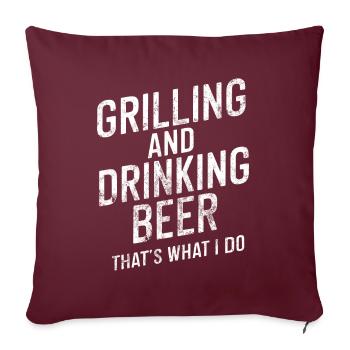 Grill et bière BBQ papa drôle barbecue alcool - Housse de coussin décorative 45 x 45 cm - bordeaux - Devant
