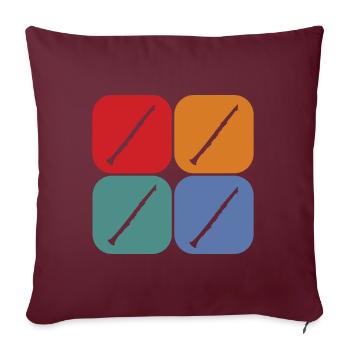 Vintage coucher de soleil clarinette instrument clarinette musique - Housse de coussin décorative 45 x 45 cm - bordeaux - Devant