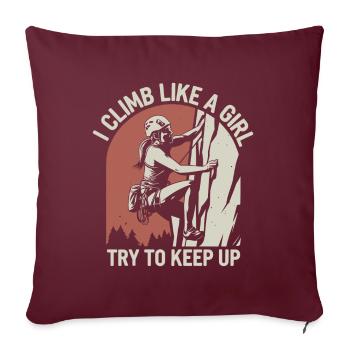 Je grimpe comme une fille Essaie de suivre Funny Mountain - Housse de coussin décorative 45 x 45 cm - bordeaux - Devant