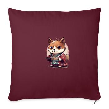 japanisch Hund Shiba Inu Samurai mit Katana - Sofakissenbezug 45 x 45 cm - Burgunderrot - Vorne