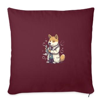 Chien japonais Shiba Inu, scientifique et médecin - Housse de coussin décorative 45 x 45 cm - bordeaux - Devant