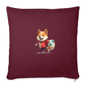 Chien japonais Shiba Inu, sport de football, hobby - Housse de coussin décorative 45 x 45 cm - bordeaux - Devant