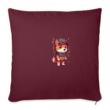 Chien japonais Shiba Inu, policier de profession - Housse de coussin décorative 45 x 45 cm - bordeaux - Devant