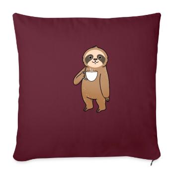 Le paresseux boit du café - Housse de coussin décorative 45 x 45 cm - bordeaux - Devant