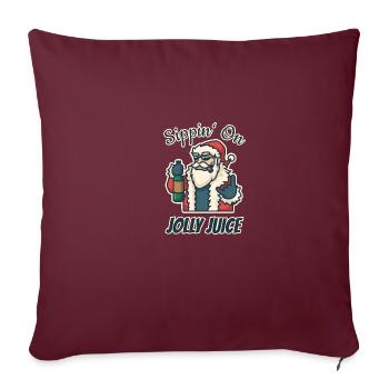Noël Santa alcool boire fête cadeau - Housse de coussin décorative 45 x 45 cm - bordeaux - Devant