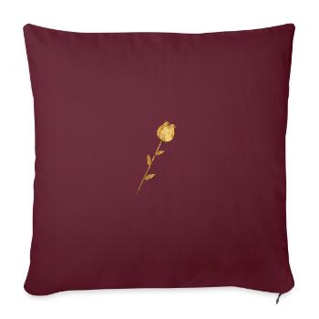 Fleur rose dorée - Housse de coussin décorative 45 x 45 cm - bordeaux - Devant
