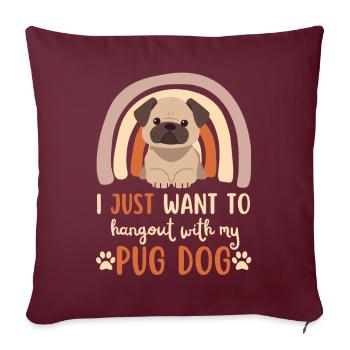 Süßer Mops Liebhaber Kawaii - Sofakissenbezug 45 x 45 cm - Burgunderrot - Vorne