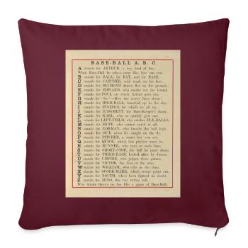 Baseball ABC 1885 Vintage Buch Illustration Nr.3 - Sofakissenbezug 45 x 45 cm - Burgunderrot - Vorne