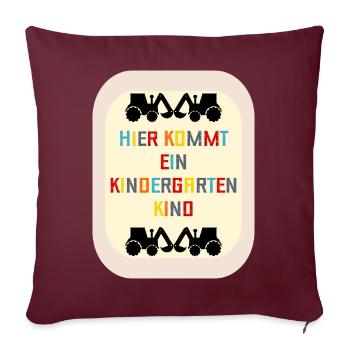 Willkommen Kindergartenkind Bagger - Sofakissenbezug 45 x 45 cm - Burgunderrot - Vorne