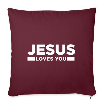Jésus t'aime tshirt dieu bouddha christianisme - Housse de coussin décorative 45 x 45 cm - bordeaux - Devant