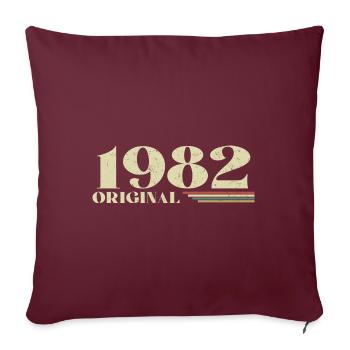 Original 1982 Vintage 1982 anniversaire 1982 rétro - Housse de coussin décorative 45 x 45 cm - bordeaux - Devant