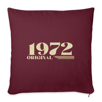 Original 1972 Vintage 1972 anniversaire 1972 rétro - Housse de coussin décorative 45 x 45 cm - bordeaux - Devant