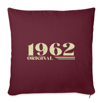Original 1962 Vintage 1962 anniversaire 1962 rétro - Housse de coussin décorative 45 x 45 cm - bordeaux - Devant