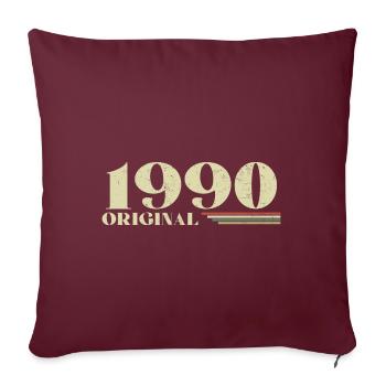 Original 1990 Vintage 1990 anniversaire 1990 rétro - Housse de coussin décorative 45 x 45 cm - bordeaux - Devant