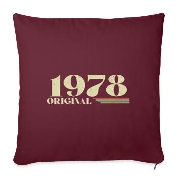 Original 1978 Vintage 1978 anniversaire 1978 rétro - Housse de coussin décorative 45 x 45 cm - bordeaux - Devant
