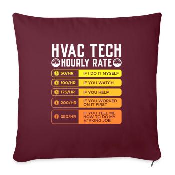 Technicien en climatisation, taux horaire de réfrigération - Housse de coussin décorative 45 x 45 cm - bordeaux - Devant