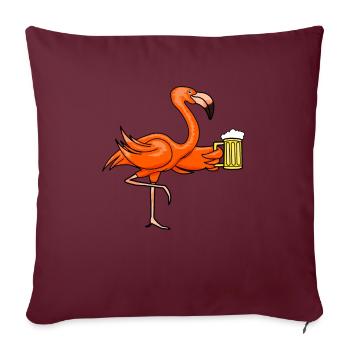 Flamingo Vogel Trinken Bier Krug Liebhaber Party - Sofakissenbezug 45 x 45 cm - Burgunderrot - Vorne