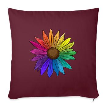 Tournesol Couleurs arc-en-ciel LGBT Flower Power - Housse de coussin décorative 45 x 45 cm - bordeaux - Devant