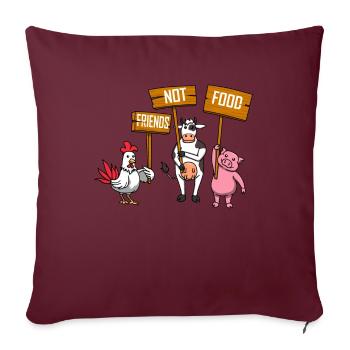 Friends Not Food Nourriture végétalienne végétarienne - Housse de coussin décorative 45 x 45 cm - bordeaux - Devant