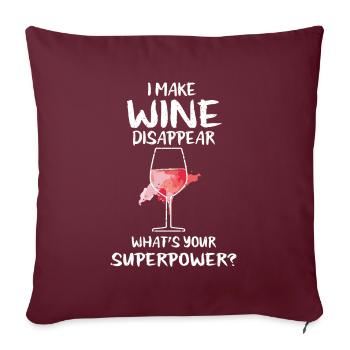 Vin Vin vin rouge Verre vin cadeau - Housse de coussin décorative 45 x 45 cm - bordeaux - Devant