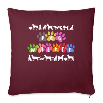 Chien chien promenade chien maman propriétaire de chien - Housse de coussin décorative 45 x 45 cm - bordeaux - Devant