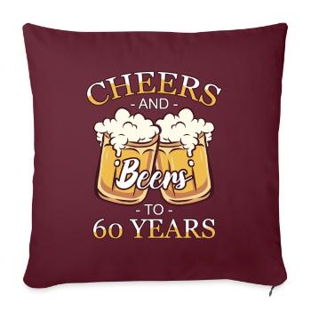 60 ans 60 ans de pension 60 Année de naissance - Housse de coussin décorative 45 x 45 cm - bordeaux - Devant