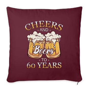 60 ans 60 ans de pension 60 Année de naissance - Housse de coussin décorative 45 x 45 cm - bordeaux - Devant