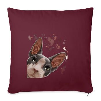 Curieux Sphynx chat - Housse de coussin décorative 45 x 45 cm - bordeaux - Devant