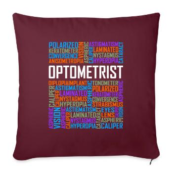 Mots d'optométriste - Housse de coussin décorative 45 x 45 cm - bordeaux - Devant
