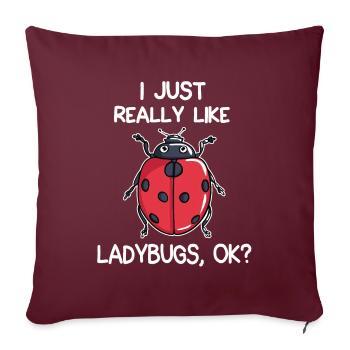 J’aime vraiment les coccinelles - Housse de coussin décorative 45 x 45 cm - bordeaux - Devant