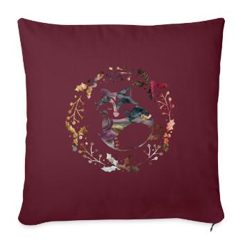 Renard heureux - Housse de coussin décorative 45 x 45 cm - bordeaux - Devant