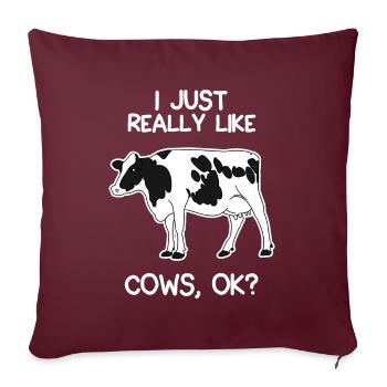 J’aime vraiment les vaches - Housse de coussin décorative 45 x 45 cm - bordeaux - Devant
